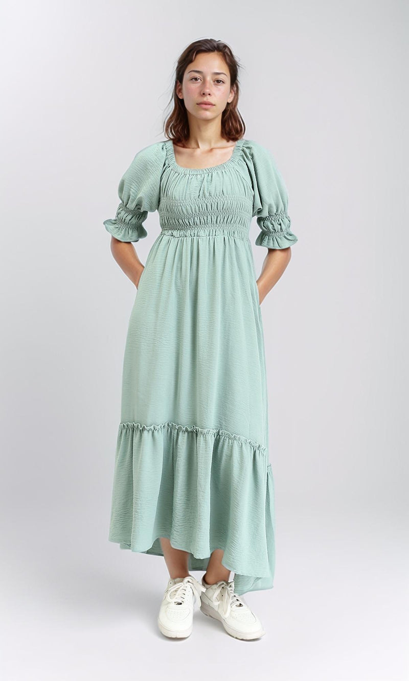 R207280 - Square Neck Slip On Summer Dress - Mint