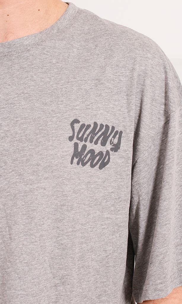 R207291 - تيشيرت بطبعة "Sunny Mood" - رمادي