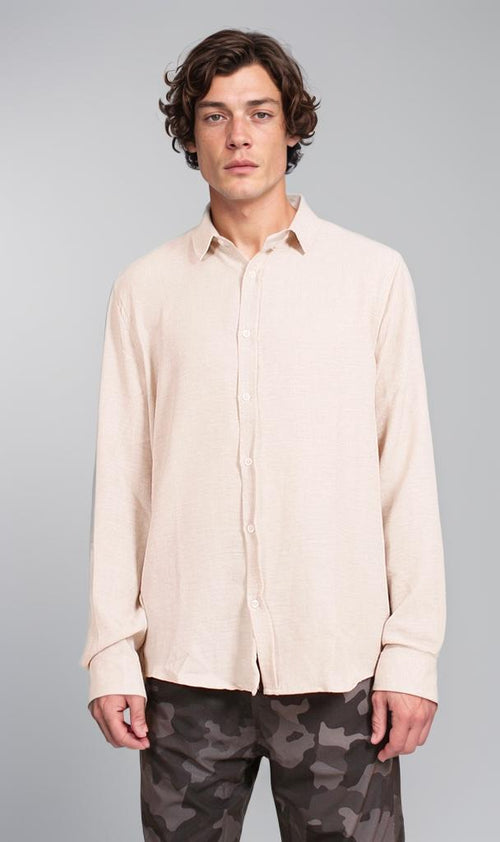 Linen Button-Up Shirt - Beige