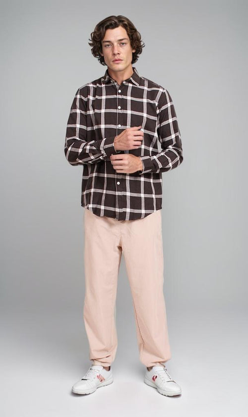 R207322 - Checked Button-Up Shirt - Black & White