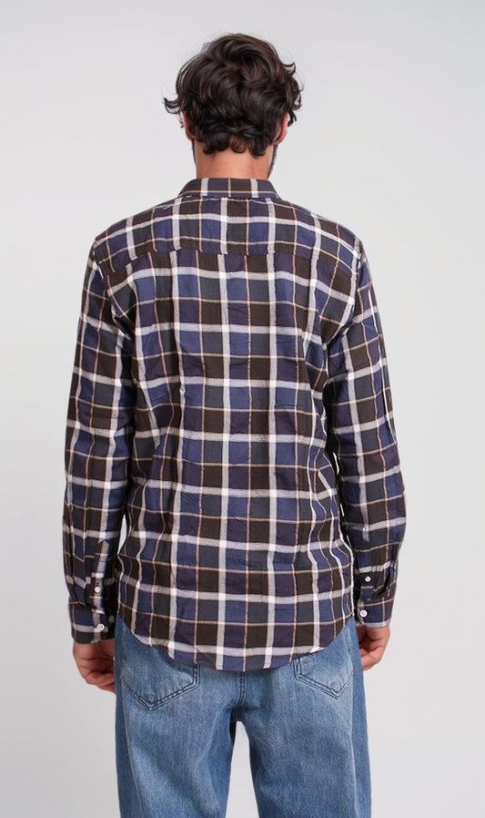 R207324 - Checked Long-Sleeve Shirt - Navy & Yellow