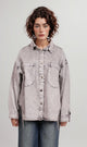 R207326 - Casual Buttoned Washed Denim Jacket - Grey
