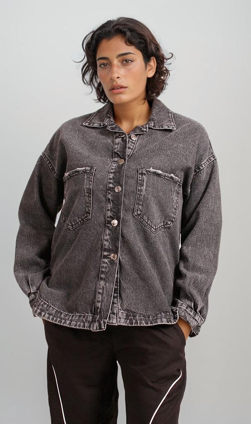 R207327 - Melton Denim Jacket - Washed Black