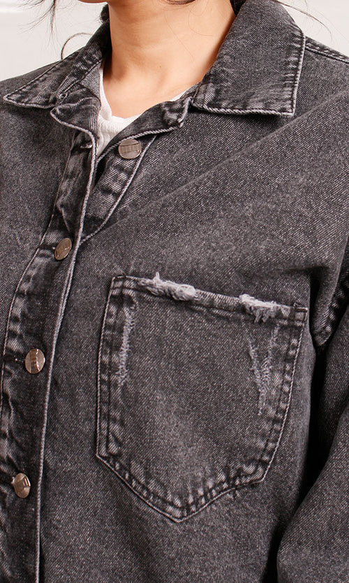 R207327 - Melton Denim Jacket - Washed Black