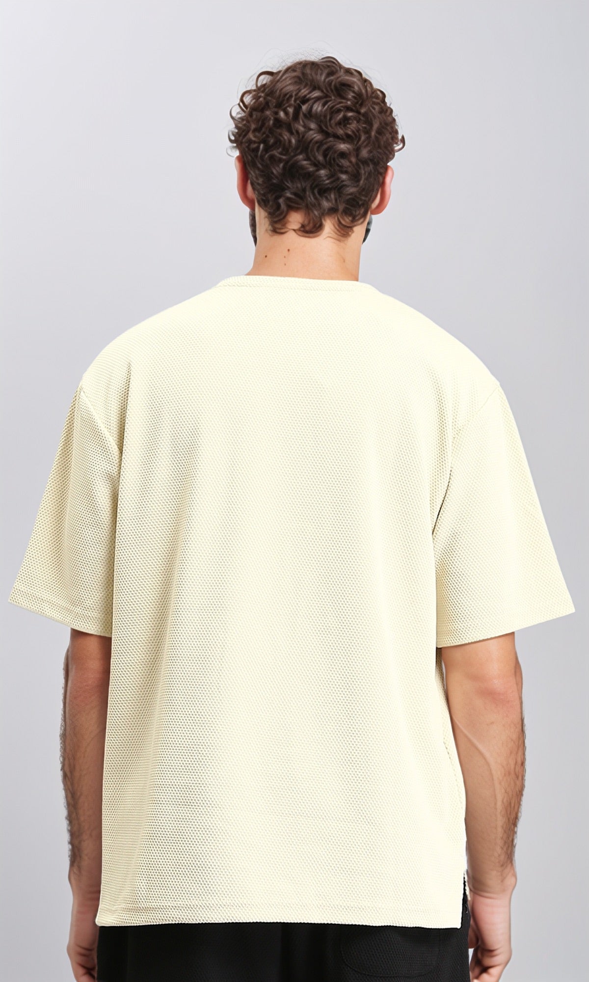 R207466 - Wide Elbow Sleeves Comfy Tee - Pastel Beige