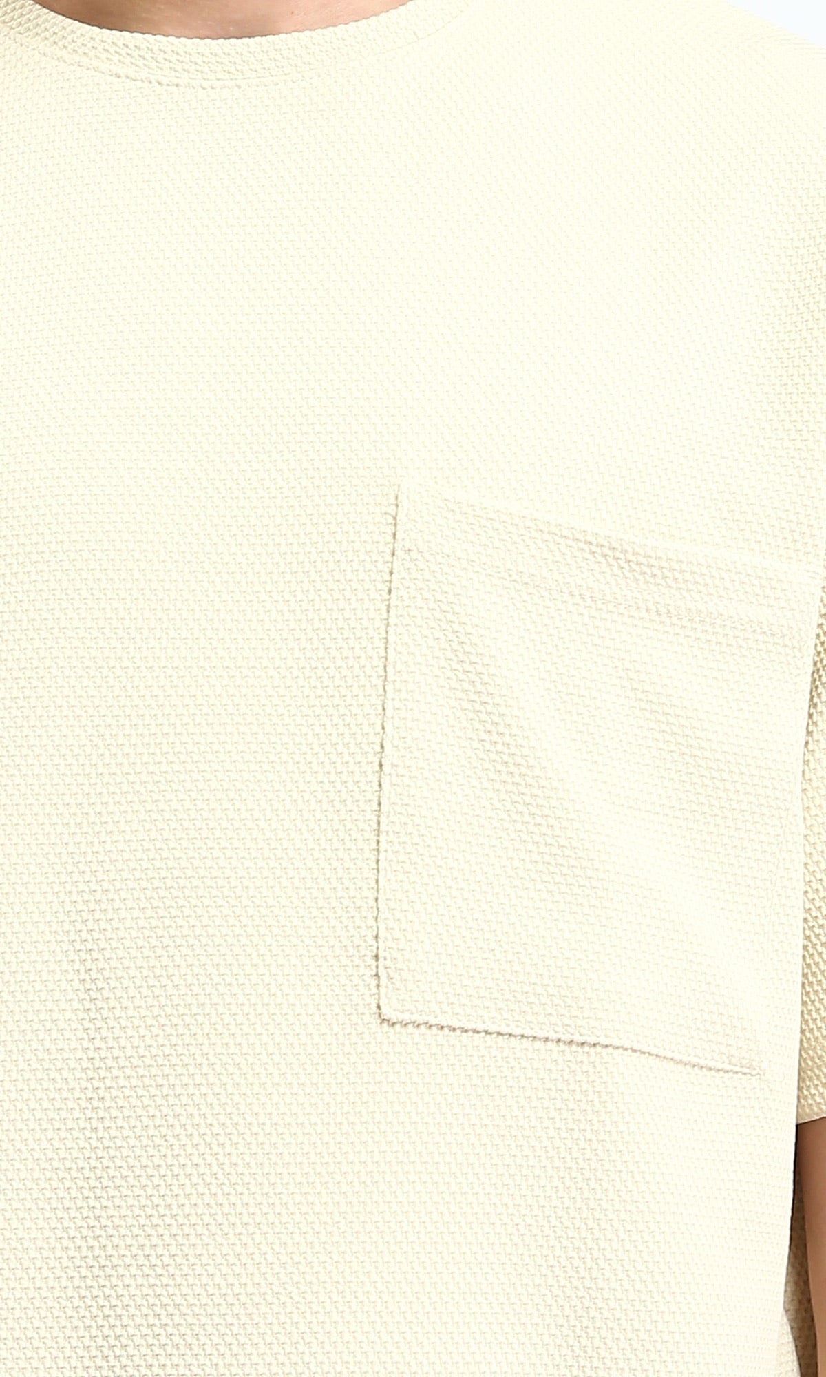R207466 - Wide Elbow Sleeves Comfy Tee - Pastel Beige