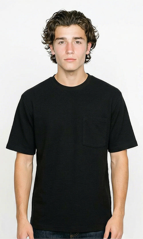 Wide Elbow Sleeves Comfy Tee - Black