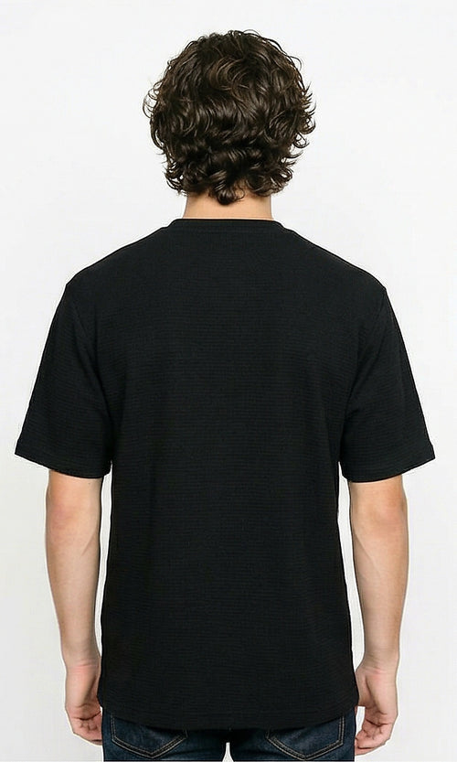 R207467 - Wide Elbow Sleeves Comfy Tee - Black