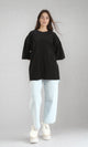 R207470 - Loose Fit Slip On Cotton Tee - Black