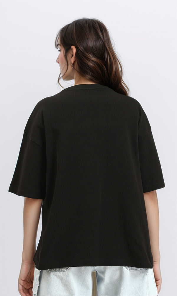 R207471 - Cotton Tee with Front Patch - Black