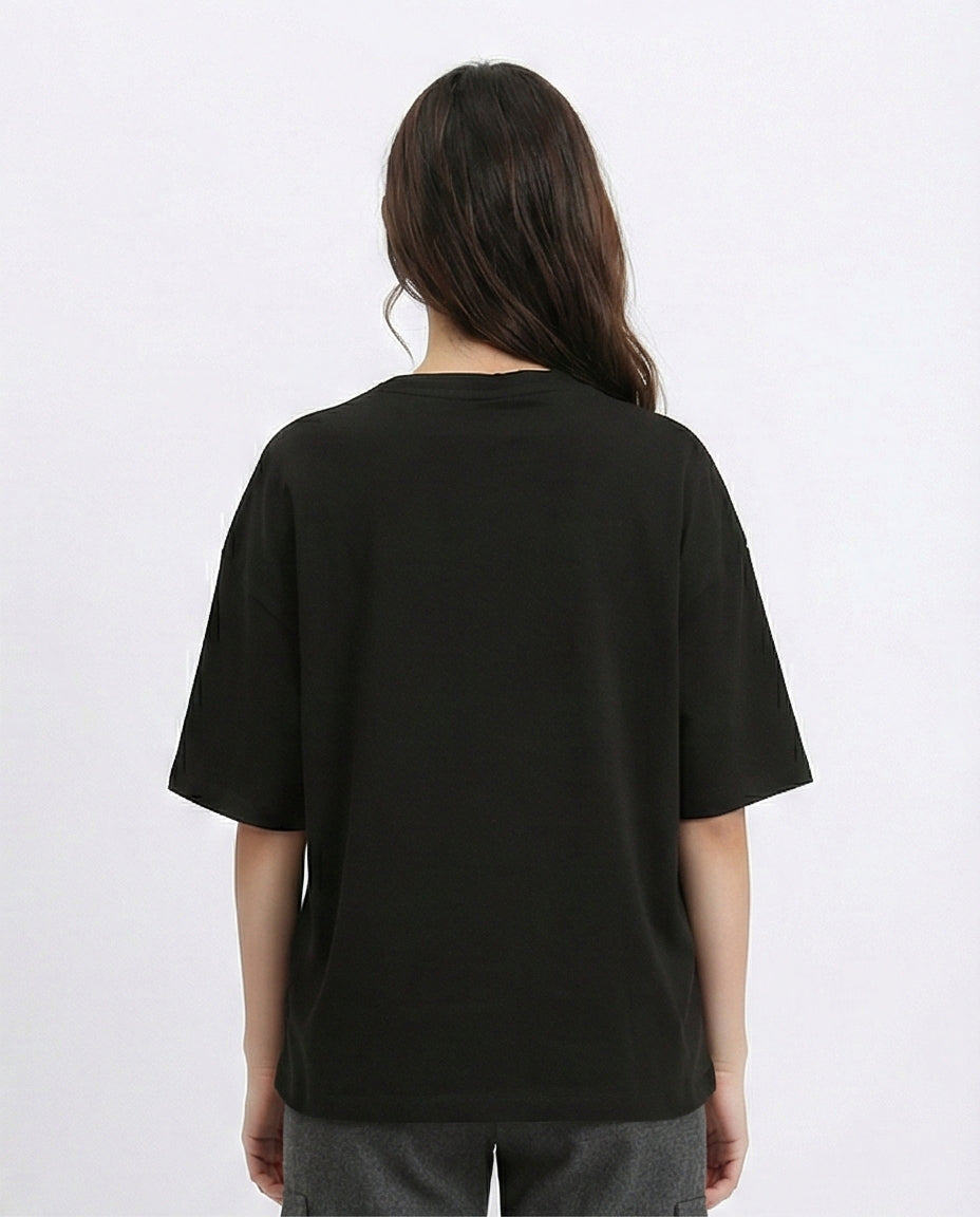 R207471 - Cotton Tee with Front Patch - Black