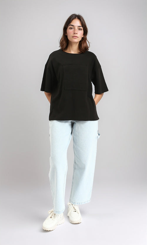 R207471 - Cotton Tee with Front Patch - Black