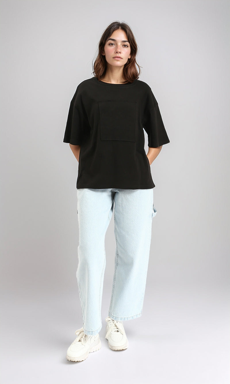 R207471 - Cotton Tee with Front Patch - Black