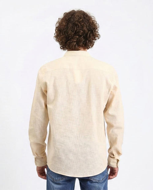 Ravin | Men’s 100% Cotton Textured Slub Shirt - Beige - R207475