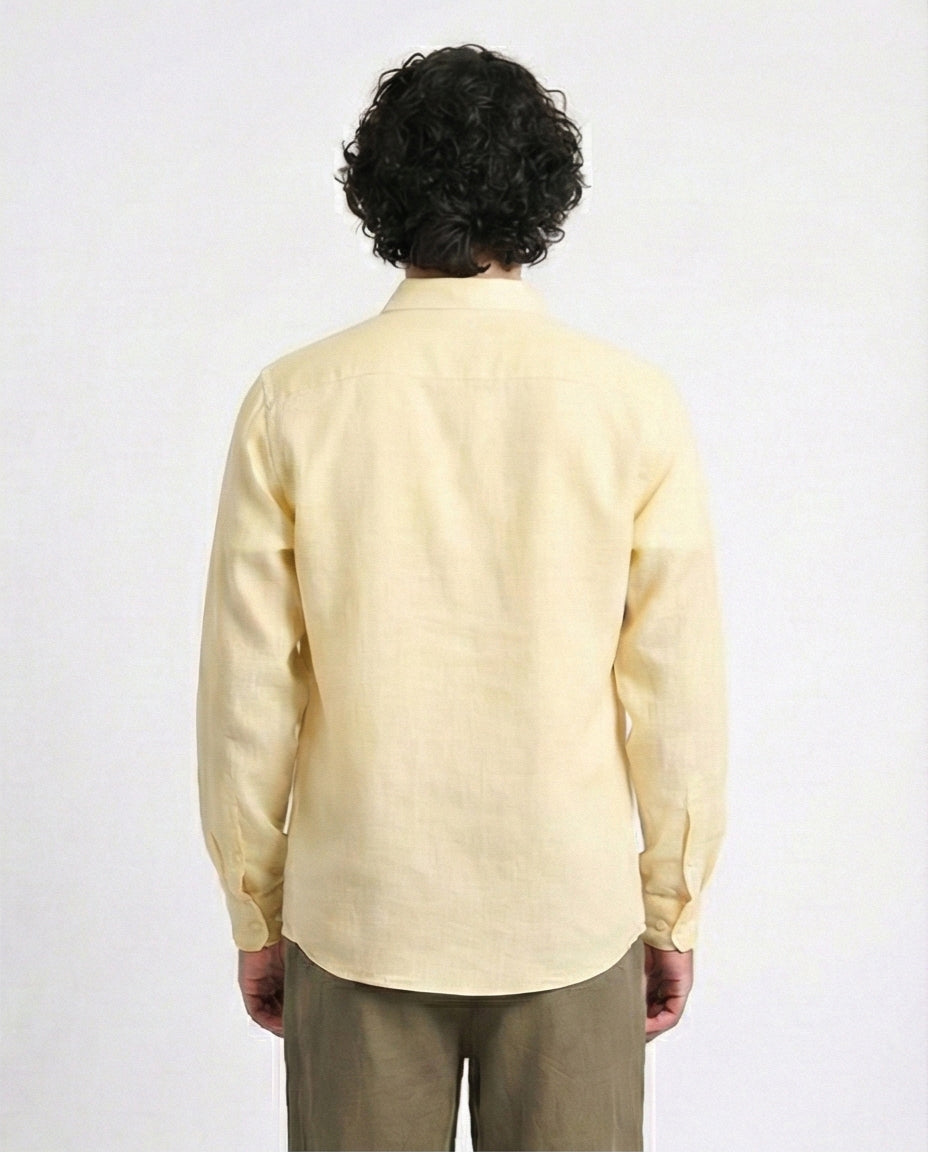 R207477 - Textured Cotton Long Sleeve Shirt - Light Yellow