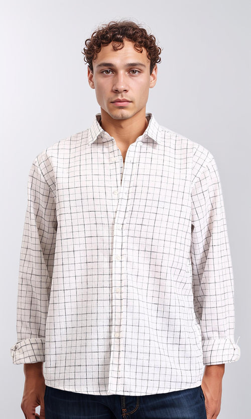 R207478 - Long Sleeve Plaids Cotton Shirt - Multicolour