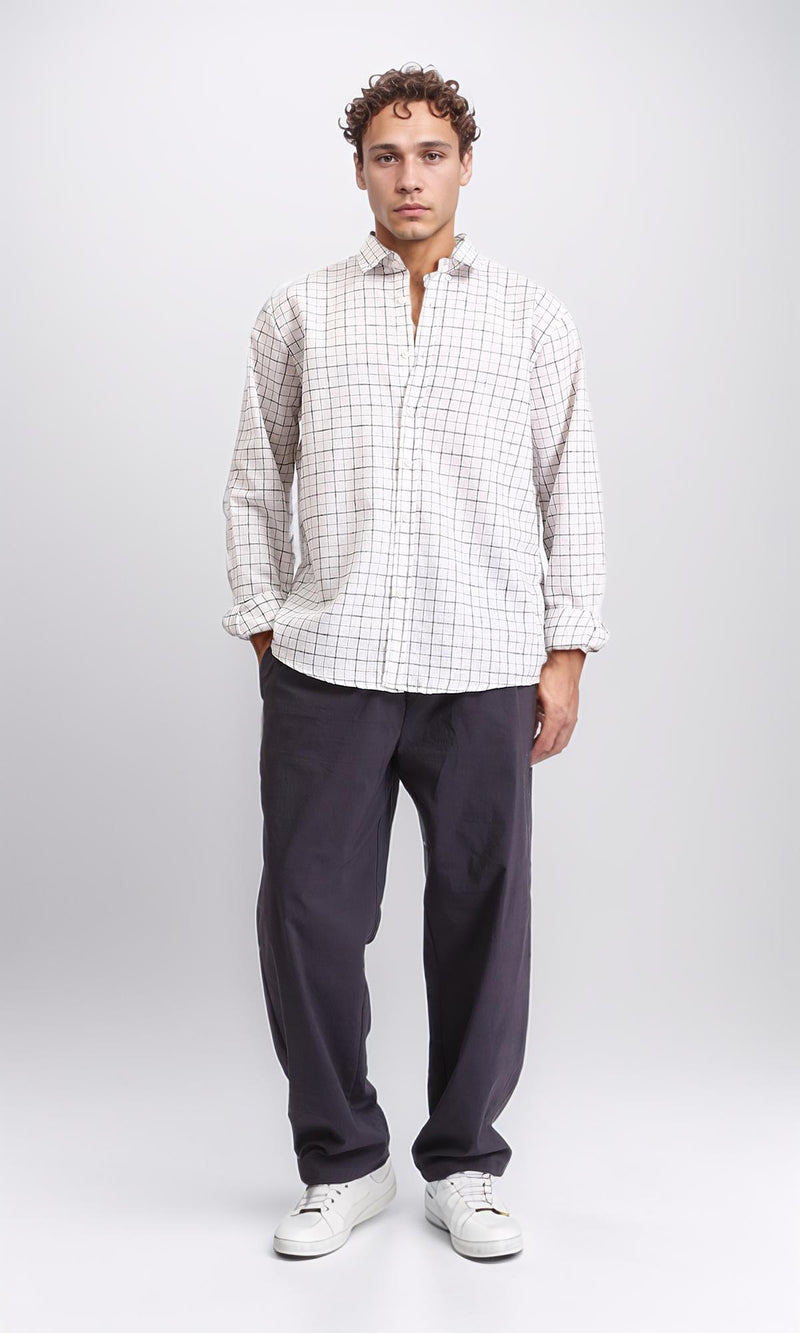 R207478 - Long Sleeve Plaids Cotton Shirt - Multicolour