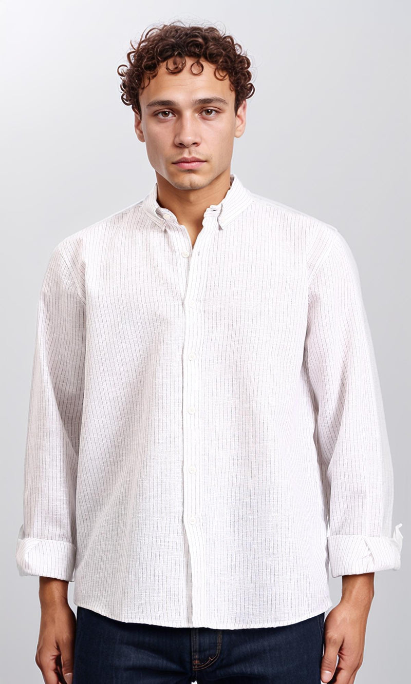 R207480 - Pencil Stripes Long Sleeve Shirt - White