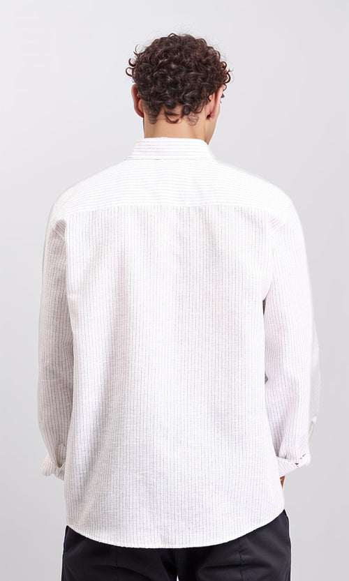 R207480 - Pencil Stripes Long Sleeve Shirt - White