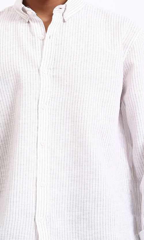 R207480 - Pencil Stripes Long Sleeve Shirt - White