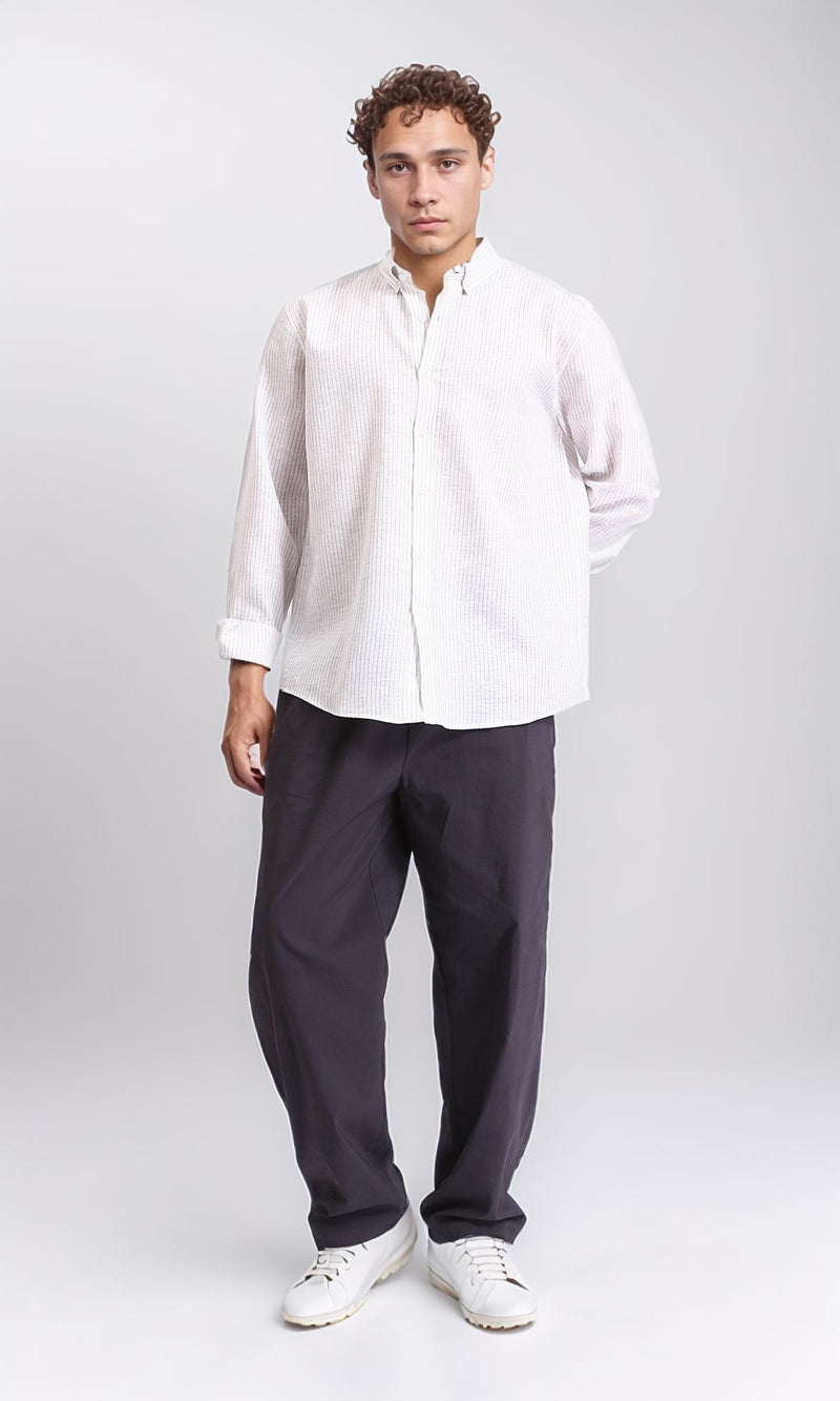 R207480 - Pencil Stripes Long Sleeve Shirt - White