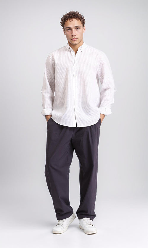 R207480 - Pencil Stripes Long Sleeve Shirt - White