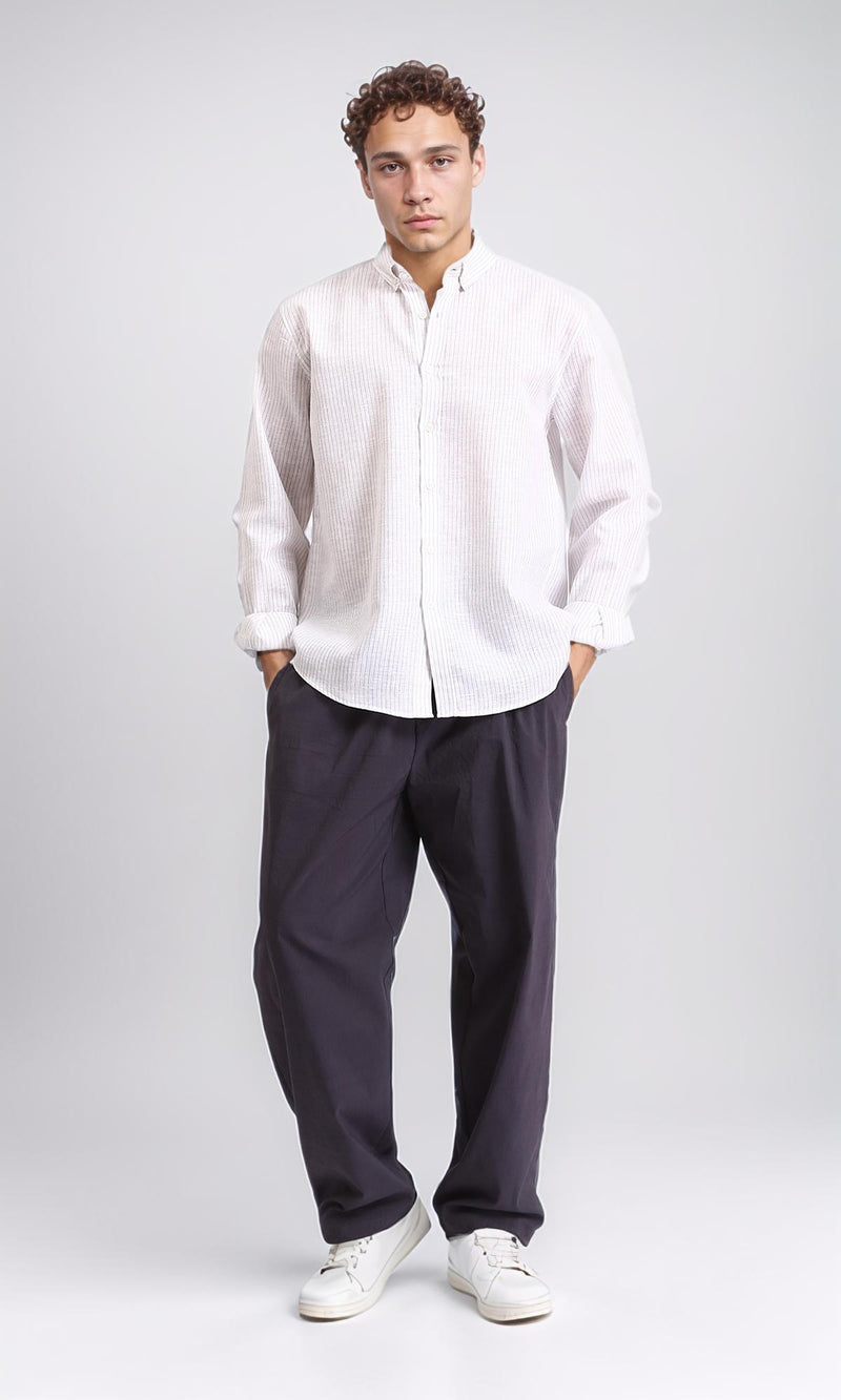 R207480 - Pencil Stripes Long Sleeve Shirt - White