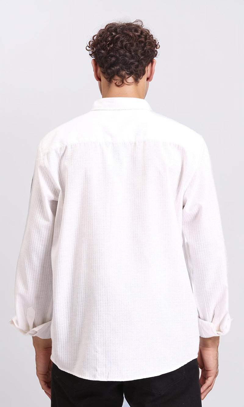 R207482 - Plaids Long Sleeves Cotton Shirt - White