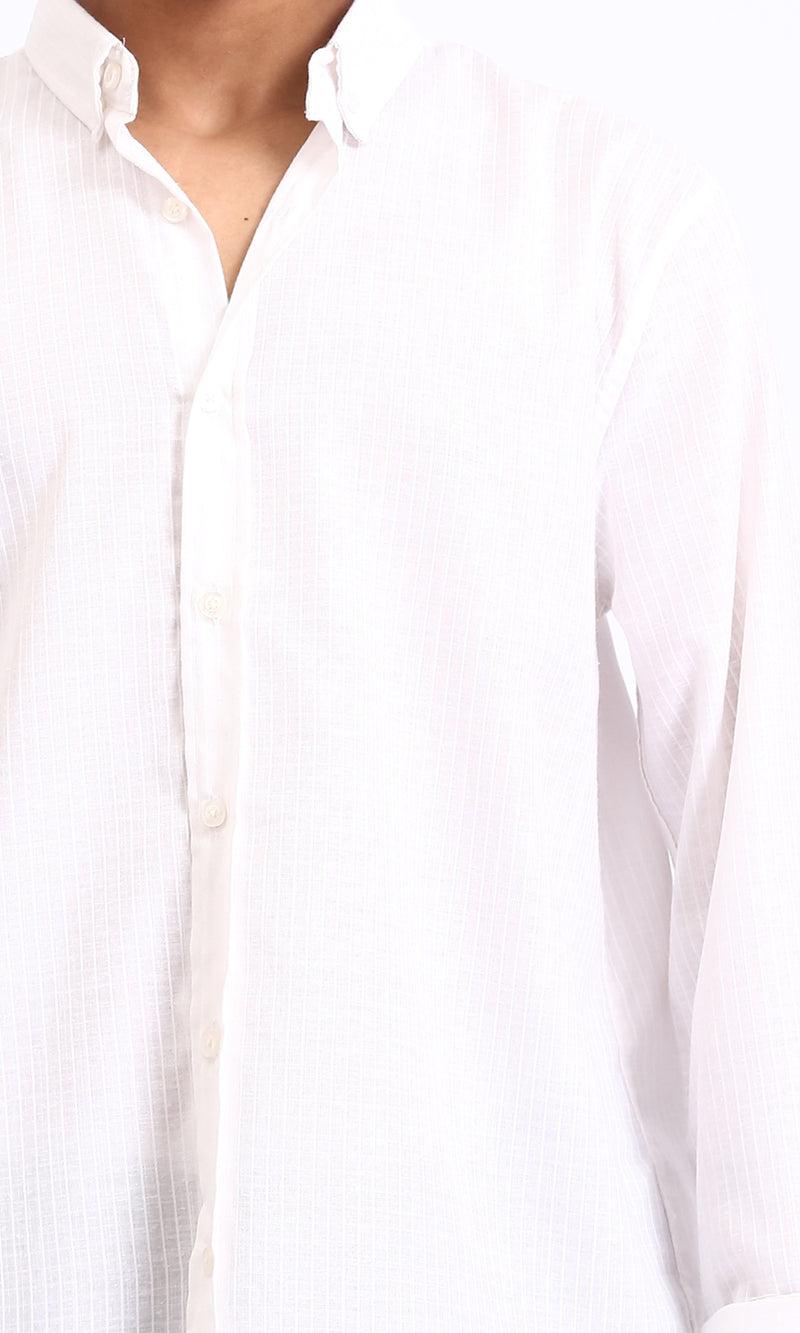 R207482 - Plaids Long Sleeves Cotton Shirt - White