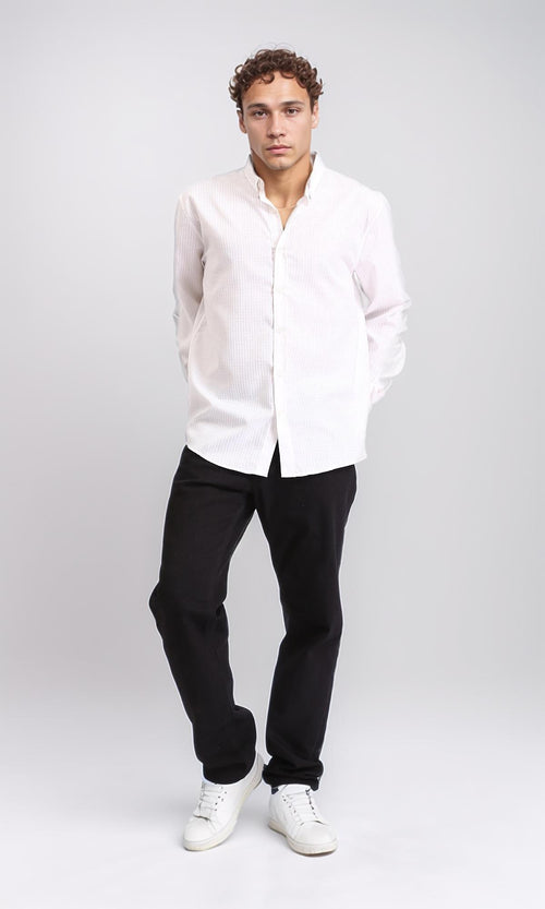 R207482 - Plaids Long Sleeves Cotton Shirt - White