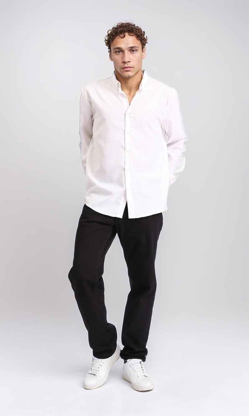 R207482 - Plaids Long Sleeves Cotton Shirt - White