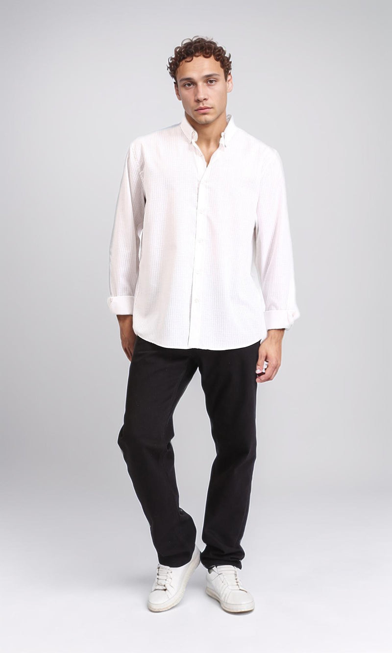 R207482 - Plaids Long Sleeves Cotton Shirt - White