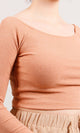 R207484-R207484 - Ribbed Scoop Neck Crop Top - Peach