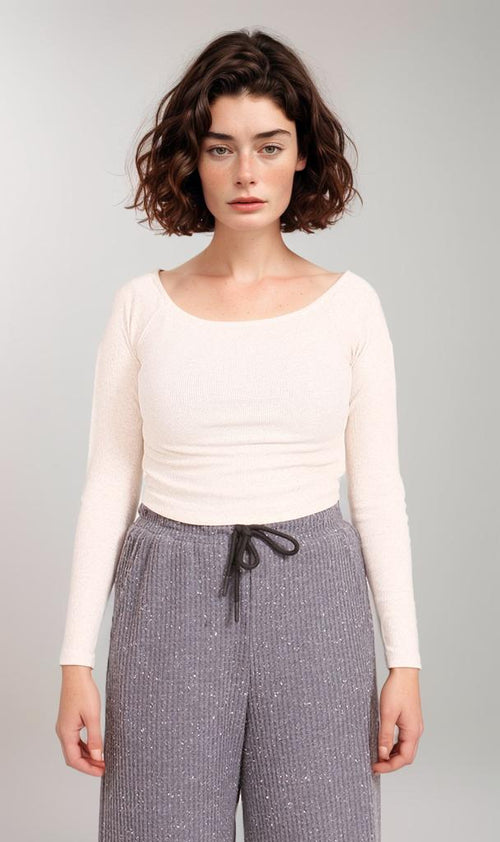 R207485-R207485 - Scoop Neck Fitted Top - Off White