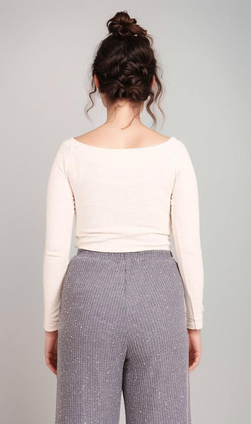 R207485-R207485 - Scoop Neck Fitted Top - Off White