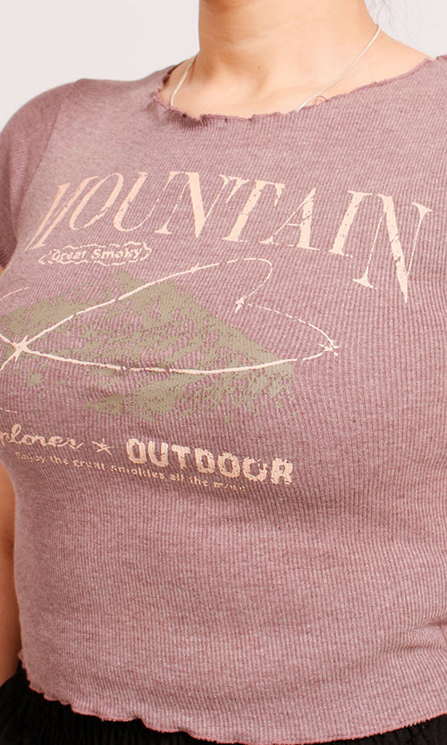 R207486 - Ribbed Cropped Tank Top - Mauve