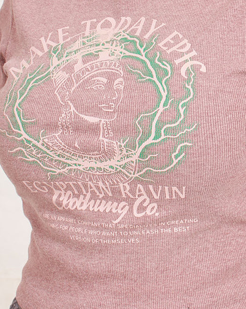 Ravin Women’s "Make Today Epic" Graphic Baby Tee – Dusty Rose Heather - R207487
