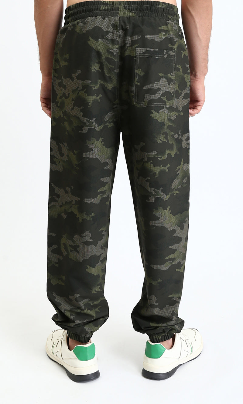 R207497 - Slip On Camouflage Pants with Elastic Waist - Green Shades