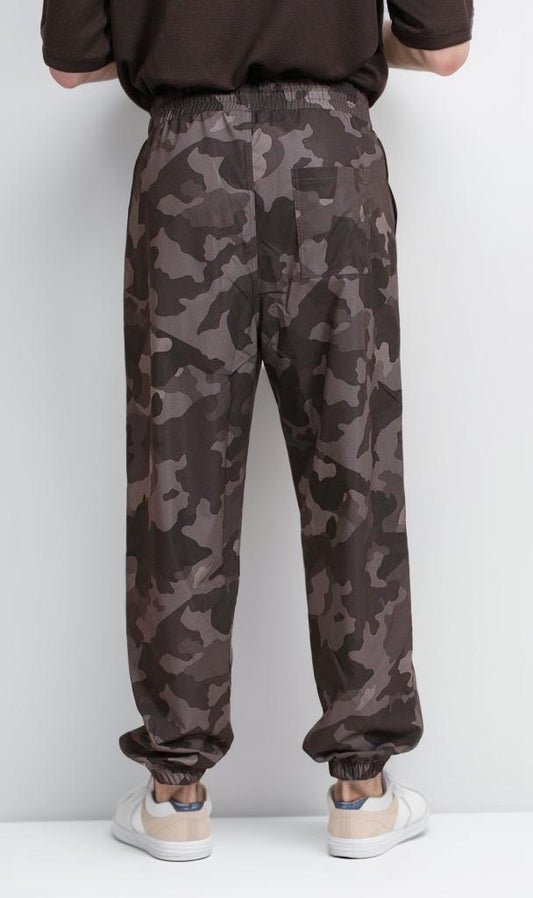 R207498 - Camo-Printed Bengaline Cargo Pants - Black