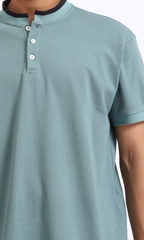 R207677 - Short Sleeves Solid Polo Shirt - Dark Mint