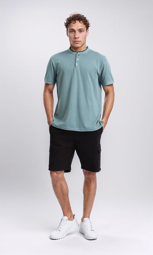 R207677 - Short Sleeves Solid Polo Shirt - Dark Mint