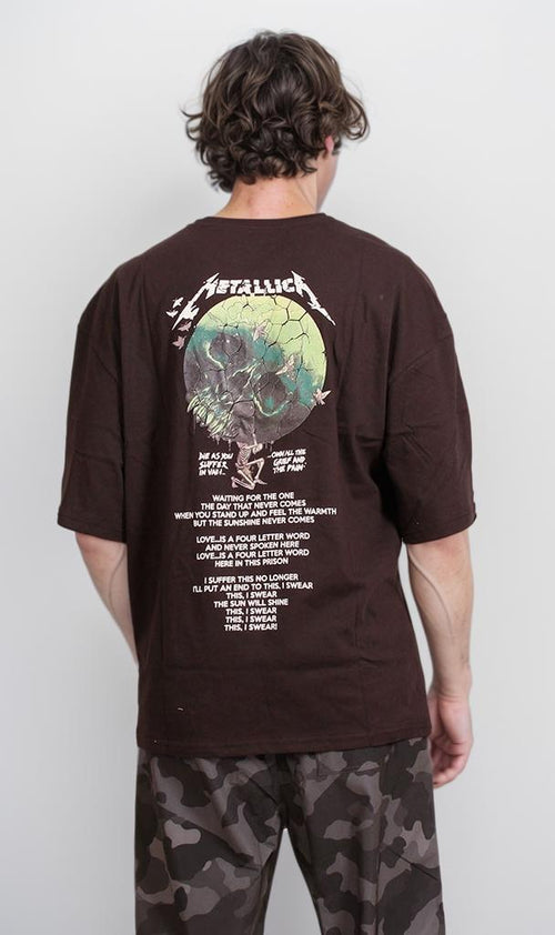 R207681 - Graphic Printed Oversized T-Shirt - Black