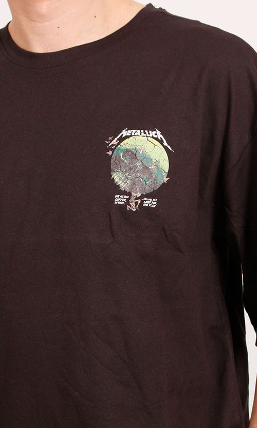 R207681 - Graphic Printed Oversized T-Shirt - Black