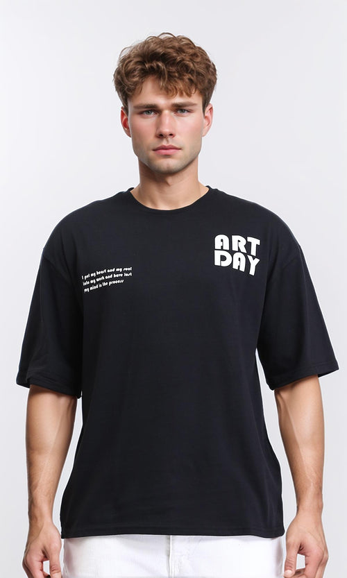 R207684 - Slip On Elbow Sleeves Cotton Tee - Black