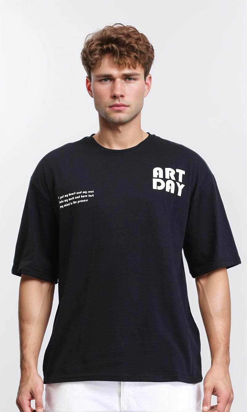 R207684 - Slip On Elbow Sleeves Cotton Tee - Black