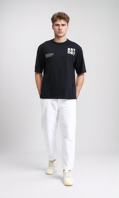 R207684 - Slip On Elbow Sleeves Cotton Tee - Black