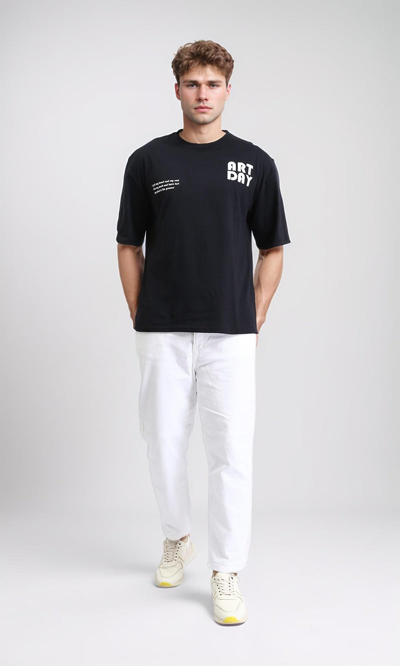 R207684 - Slip On Elbow Sleeves Cotton Tee - Black