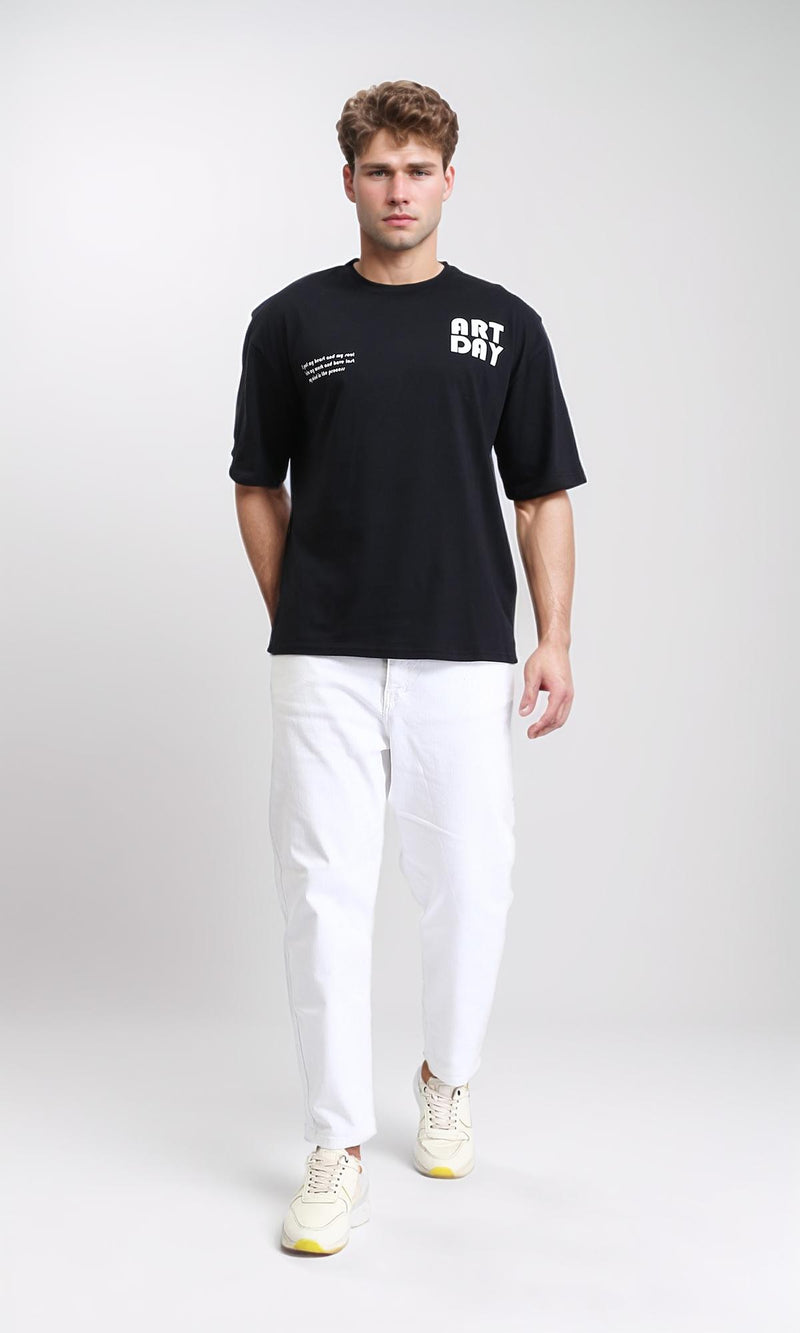 R207684 - Slip On Elbow Sleeves Cotton Tee - Black