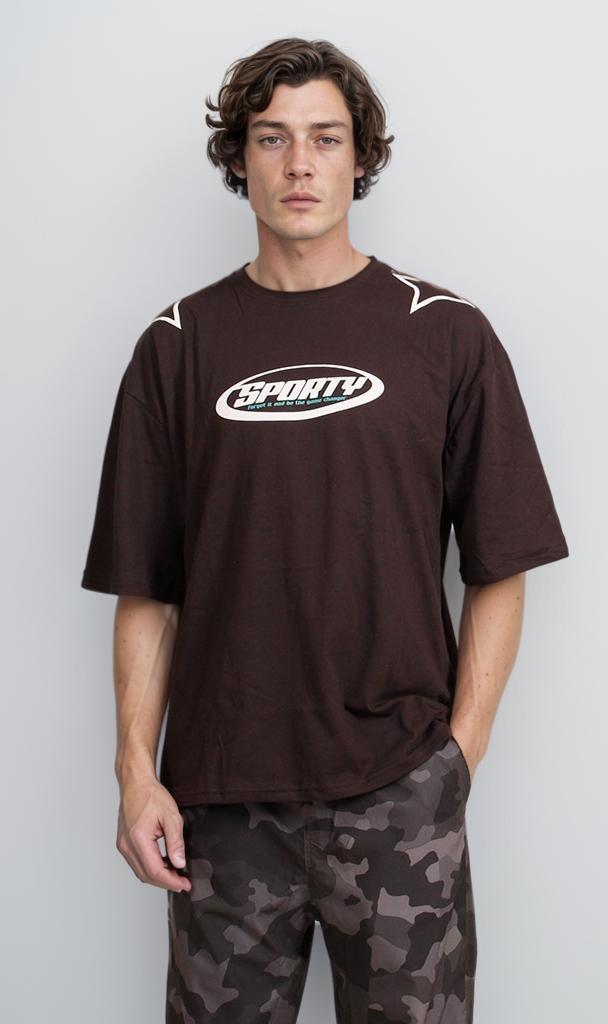 R207685 - Sports Graphic Oversized T-Shirt - Black