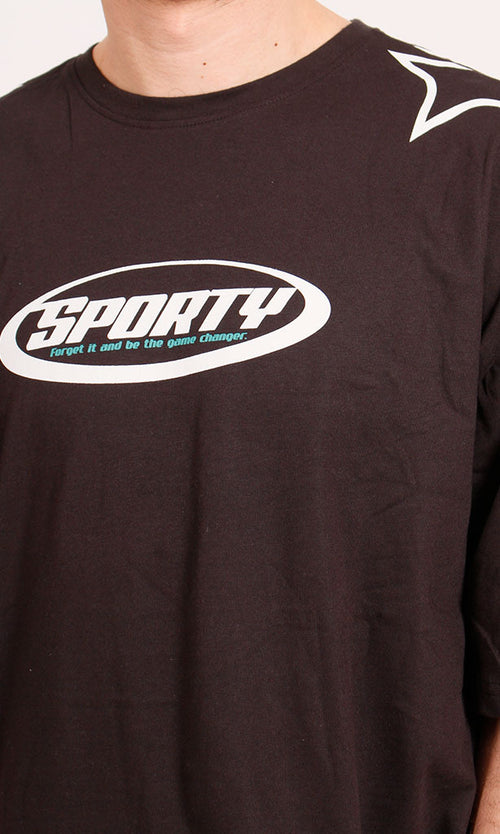 R207685 - Sports Graphic Oversized T-Shirt - Black